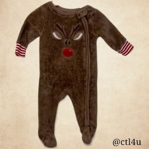 North Pole Trading Co. Soft Rudolph Fleece Sleeper 6 Months